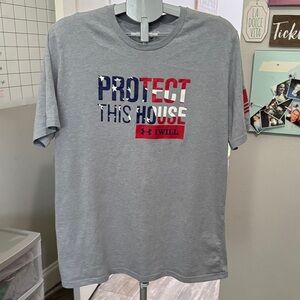 Under Armour Gray Tee with Patriotic Graphic